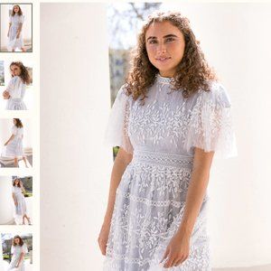 Ivy City Co Sicily Dress with Flutter Sleeves Frost Blue